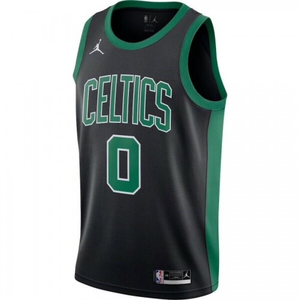 Men's Boston Celtics Jayson Tatum #0 Black 2020/21 Swingman Jersey Statement - second front view