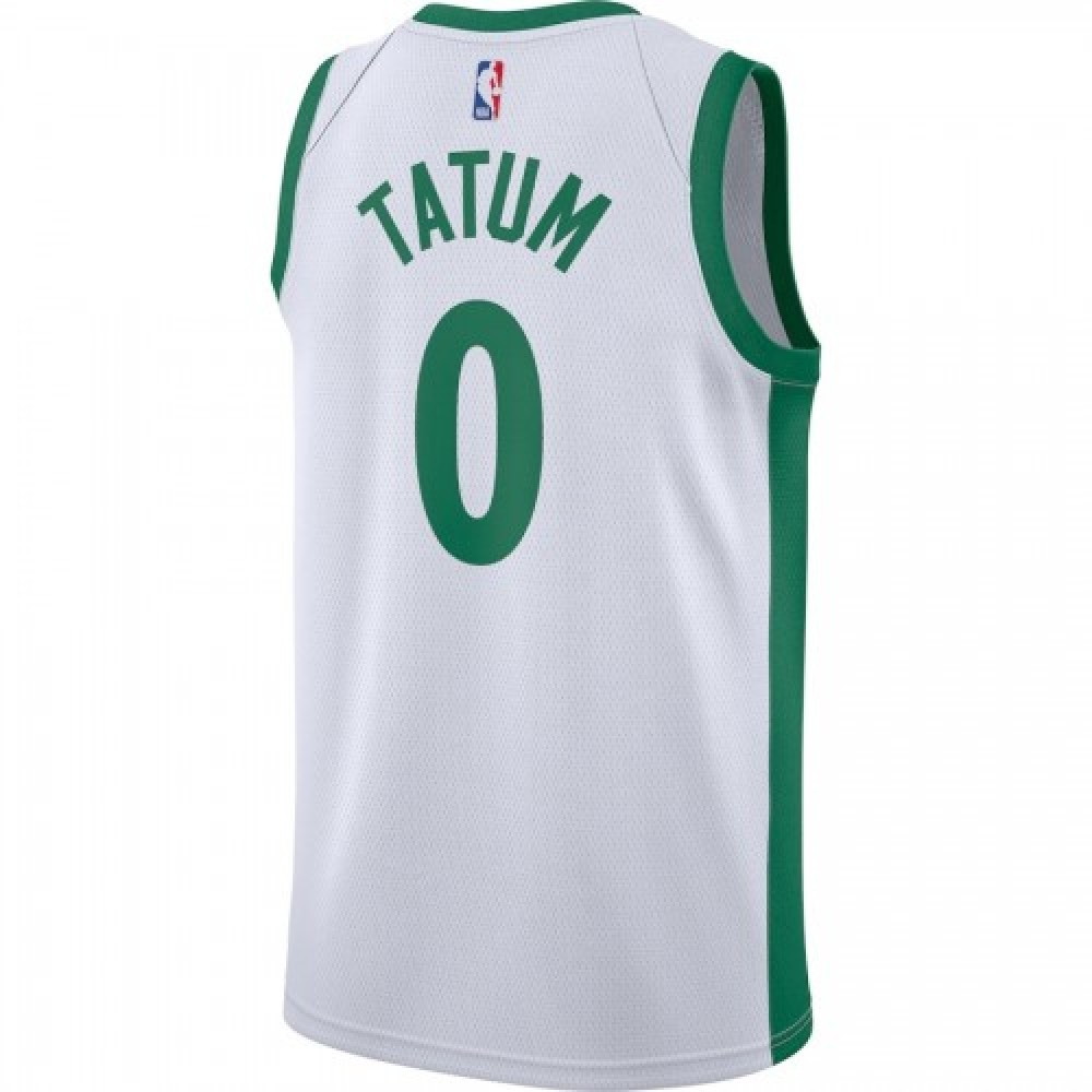 Men's Boston Celtics Jayson Tatum #0 White 2020/21 Swingman Player Jersey – City Edition - back view