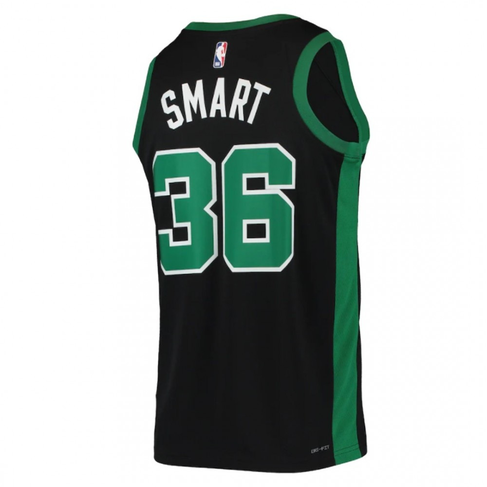 Men's Boston Celtics Marcus Smart #36 Black&Green 2020/21 Swingman Jersey Statement - back view