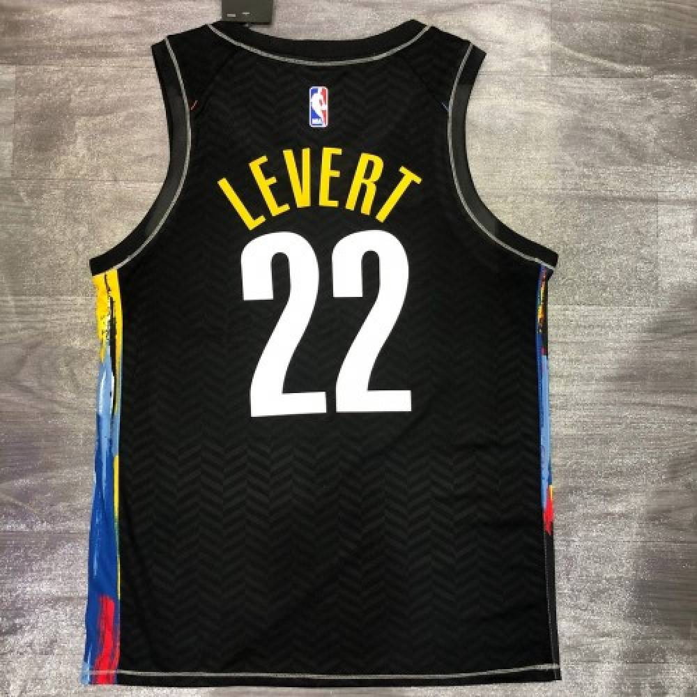 Men's Brooklyn Nets Caris LeVert #22 Black 2020/21 Swingman Player Jersey – City Edition - back view