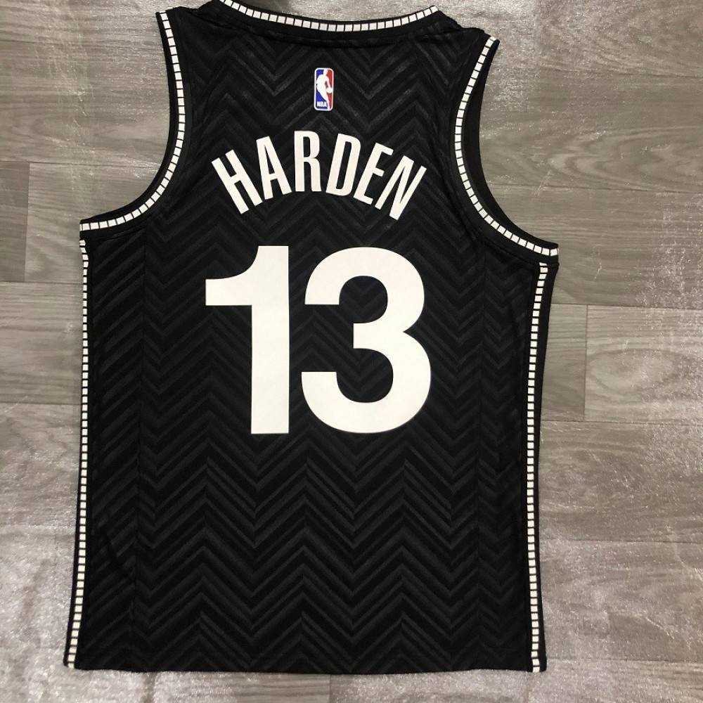 Men's Brooklyn Nets James Harden #13 Black 2020/21 Swingman Player Jersey – Earned - back view