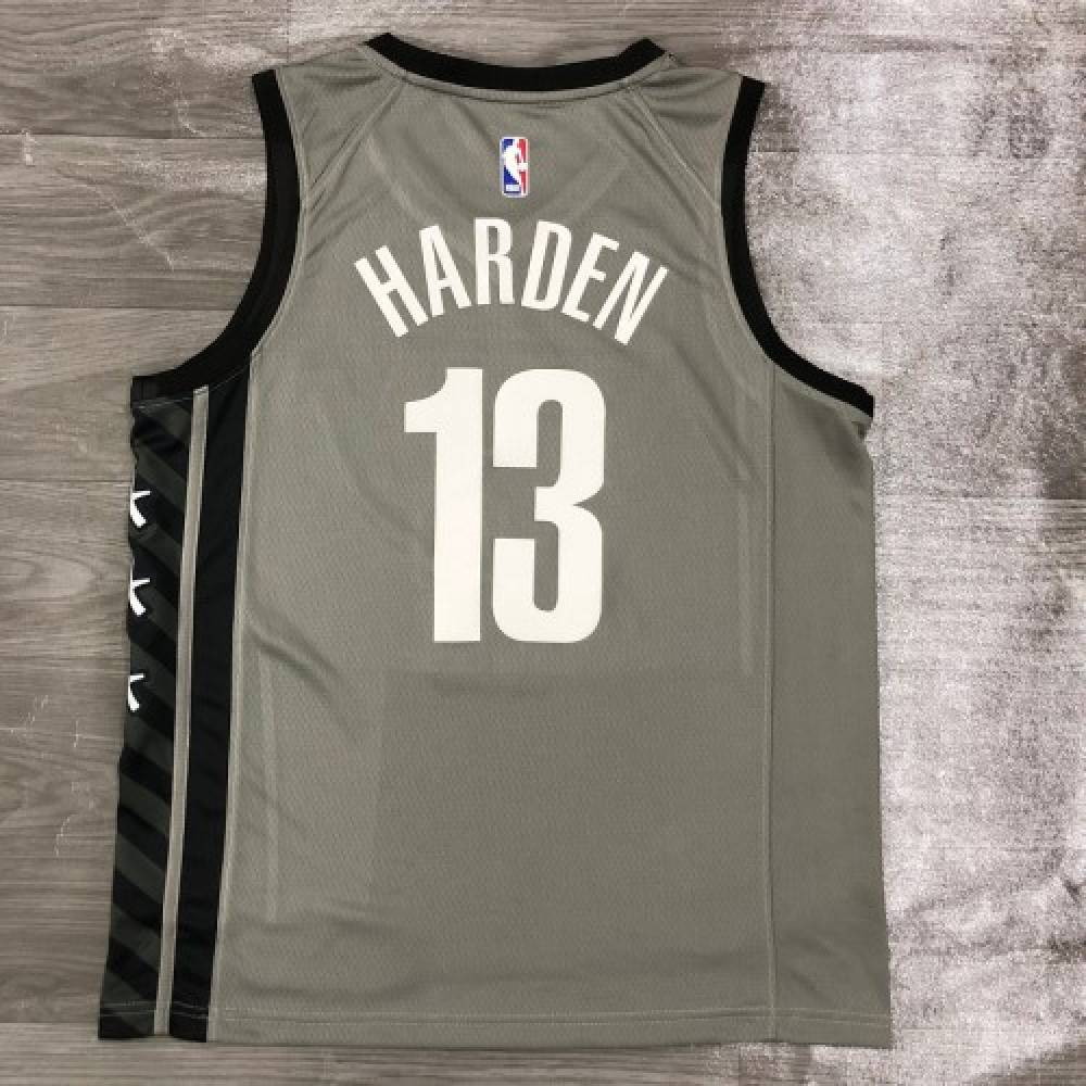 Men's Brooklyn Nets James Harden #13 Gray 2020/21 Swingman Jersey Statement Edition - back view