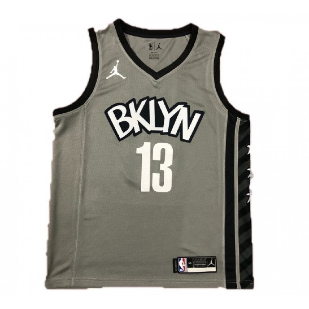 Men's Brooklyn Nets James Harden #13 Gray 2020/21 Swingman Jersey Statement - second front view