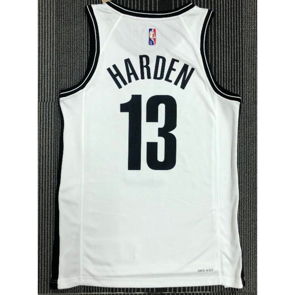 Men's Brooklyn Nets James Harden #13 White 2021 Swingman NBA Jersey Icon Edition - back view