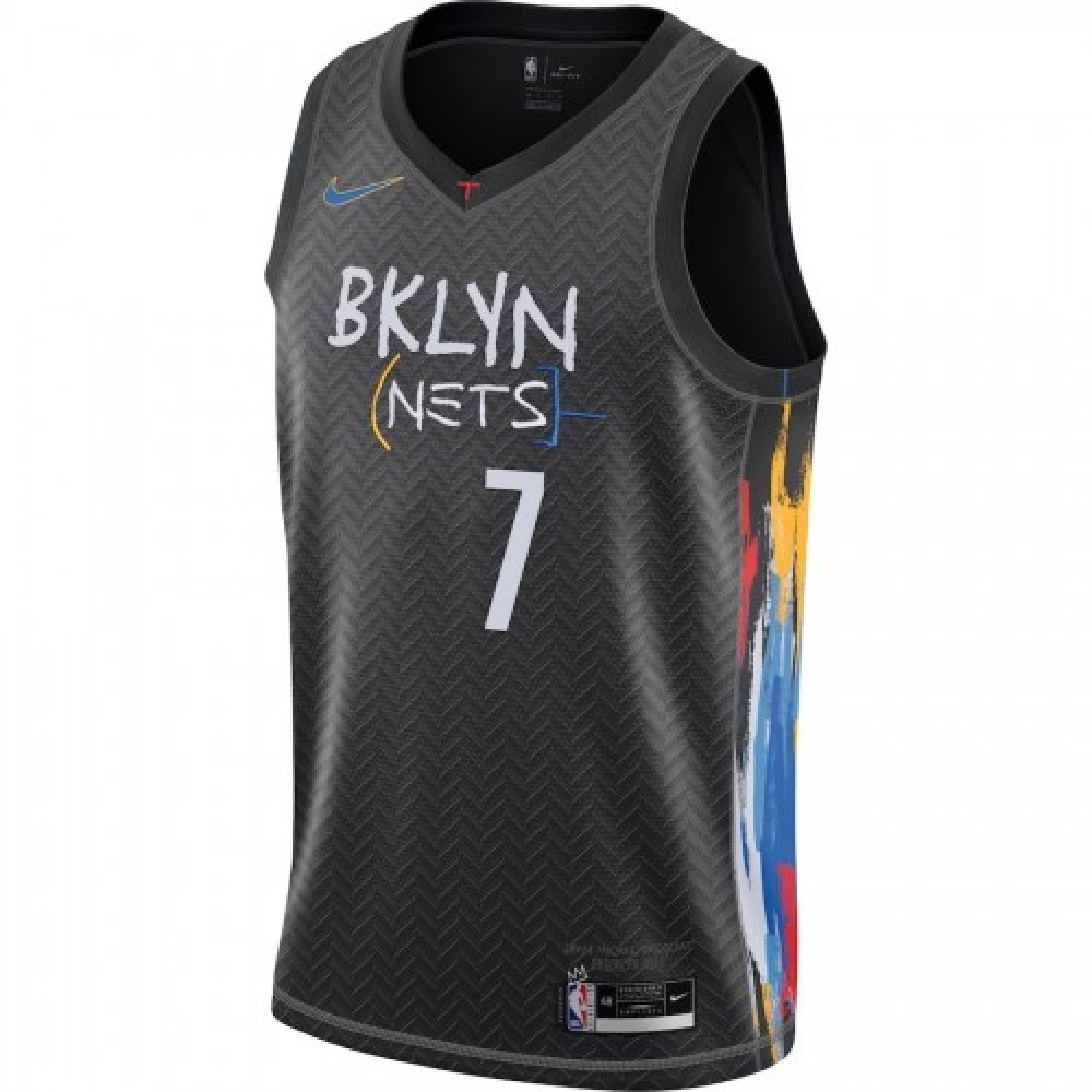 Men's Brooklyn Nets Kevin Durant #7 Black 2020/21 Swingman Player Jersey – City - second front view