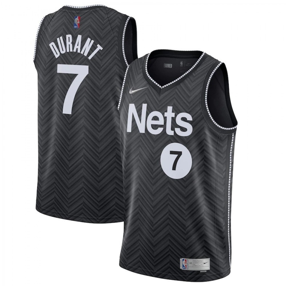 Men's Brooklyn Nets Kevin Durant #7 Black 2020/21 Swingman Player Jersey – Earned - front view