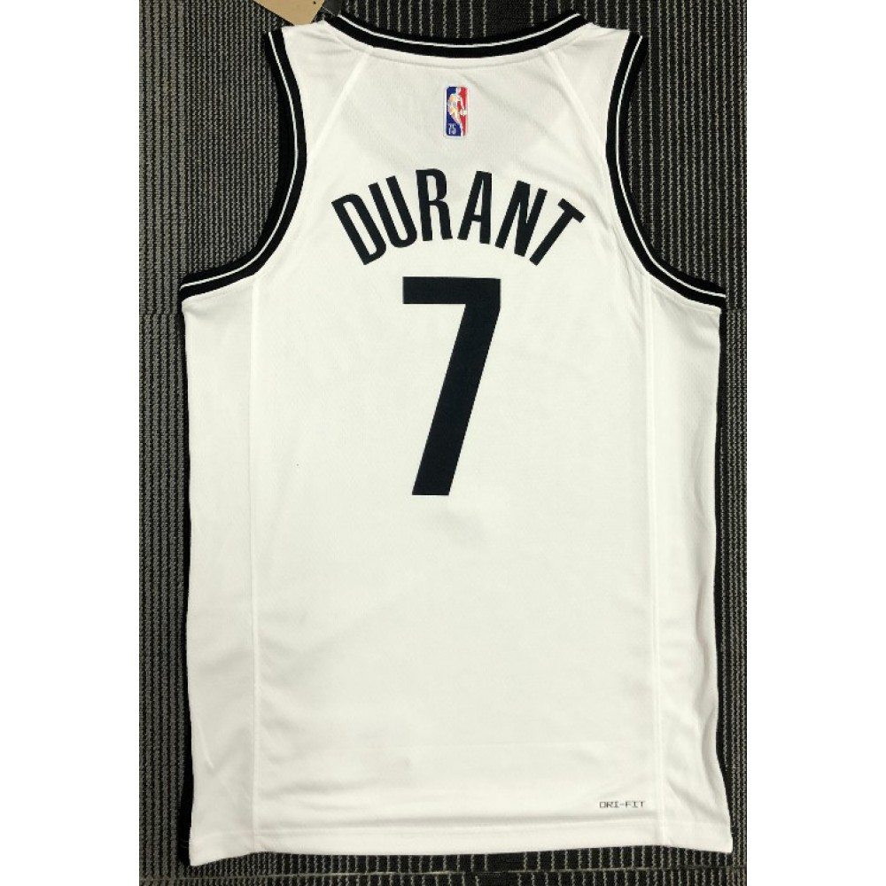 Men's Brooklyn Nets Kevin Durant #7 White 2021 Swingman NBA Jersey Icon Edition - back view
