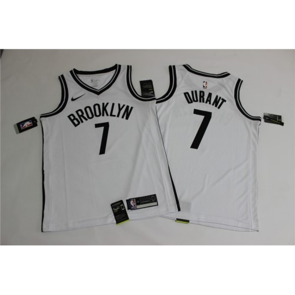 Men's Brooklyn Nets Kevin Durant No.7 White 2020/21 Swingman Jersey Association - second front view