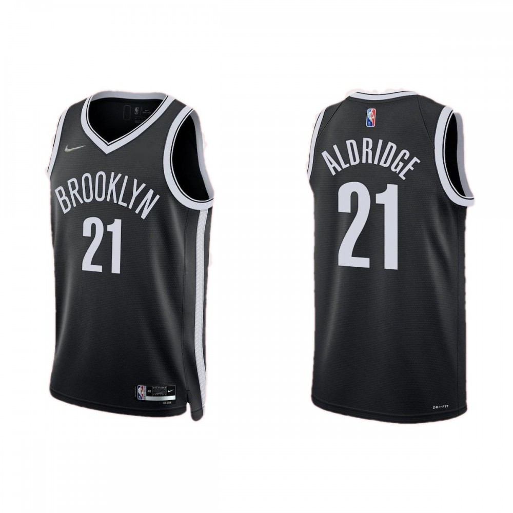 Men's Brooklyn Nets LaMarcus Aldridge #21 Black 2021 Swingman NBA Jersey Icon Edition - front view