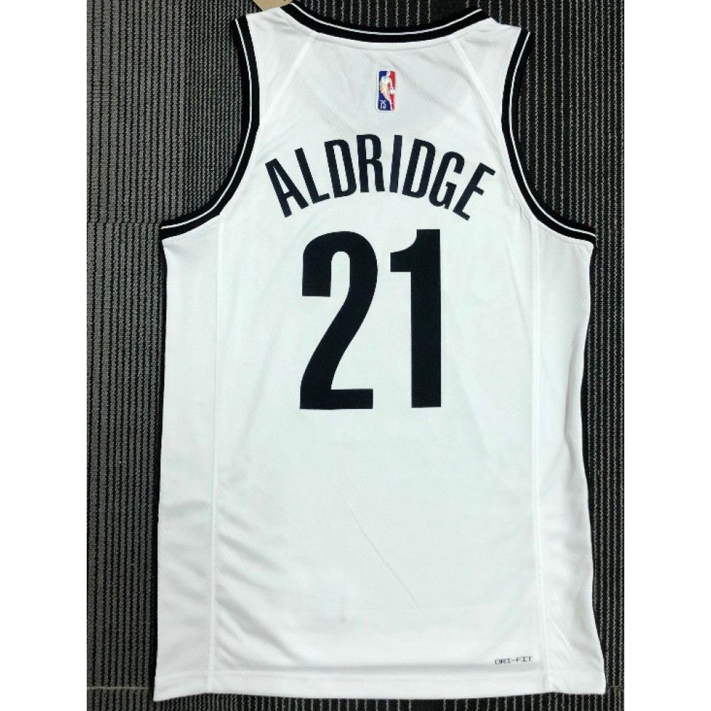 Men's Brooklyn Nets LaMarcus Aldridge #21 White 2021 Swingman NBA Jersey Icon Edition - back view