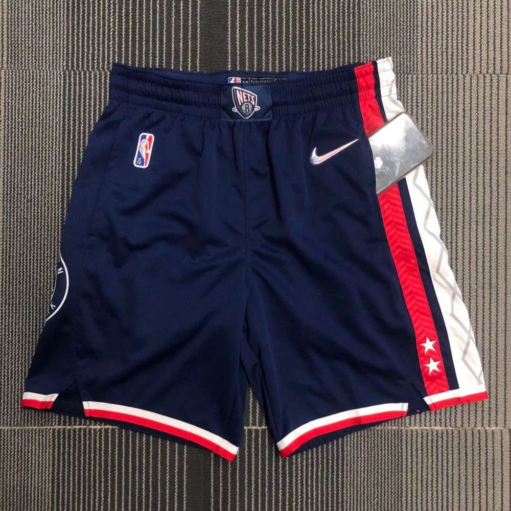 Men's Brooklyn Nets Navy 2021/22 Diamond Swingman Shorts City Edition - back view