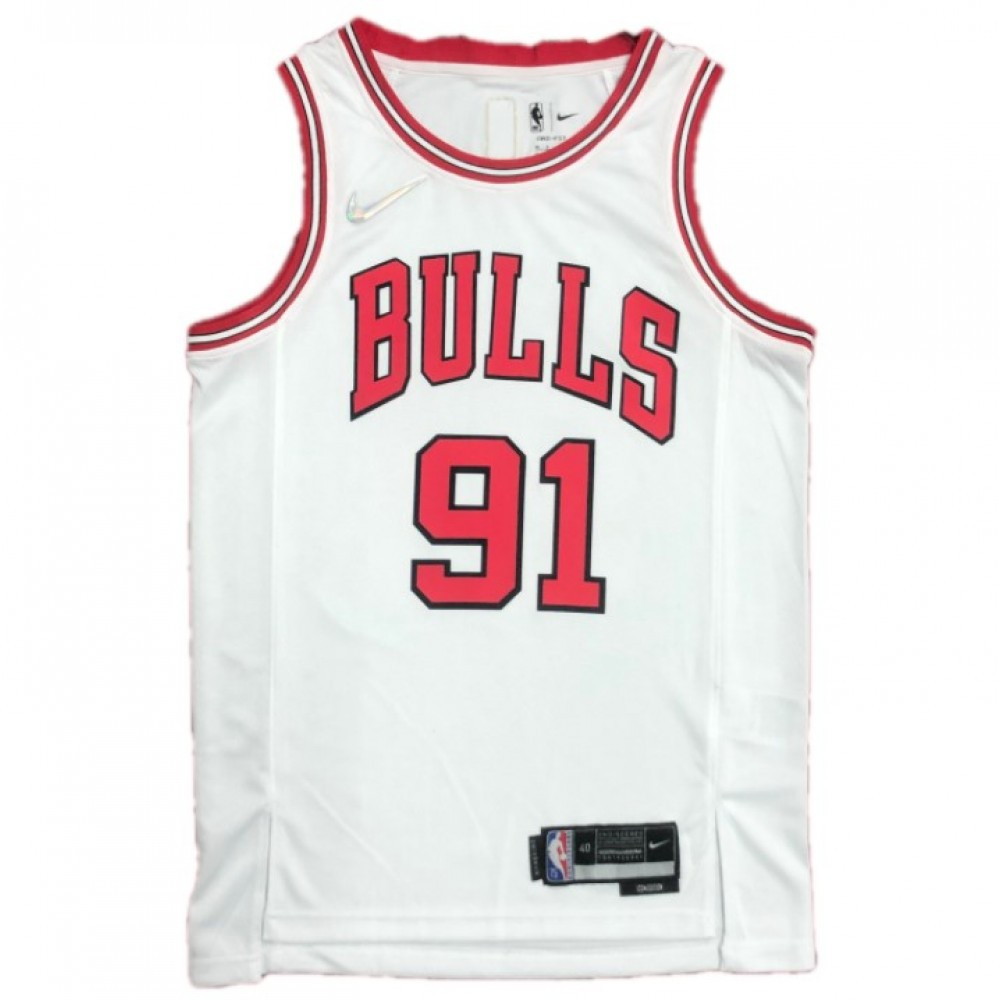 Men's Chicago Bulls Dennis Rodman #91 White 2021/22 Swingman NBA Jersey Icon Edition - front view