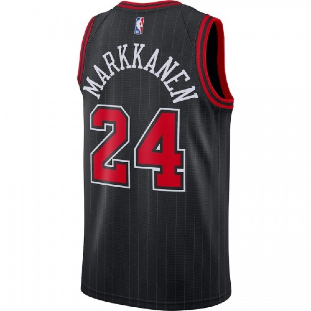 Men's Chicago Bulls Lauri Markkanen #24 Black 2020/21 Swingman Jersey-Statement Edition - back view