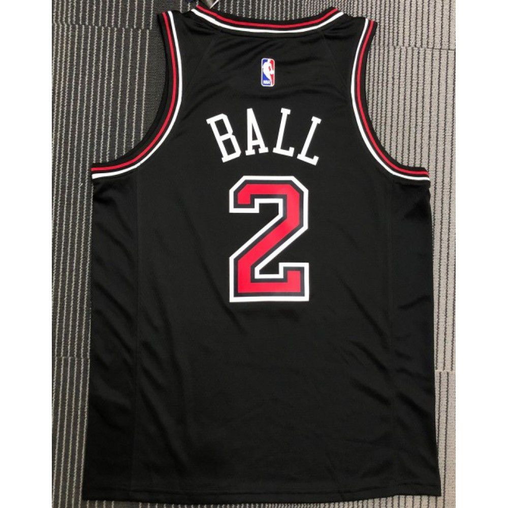 Men's Chicago Bulls Lonzo Ball #2 Black Swingman Jersey Statement Edition - back view