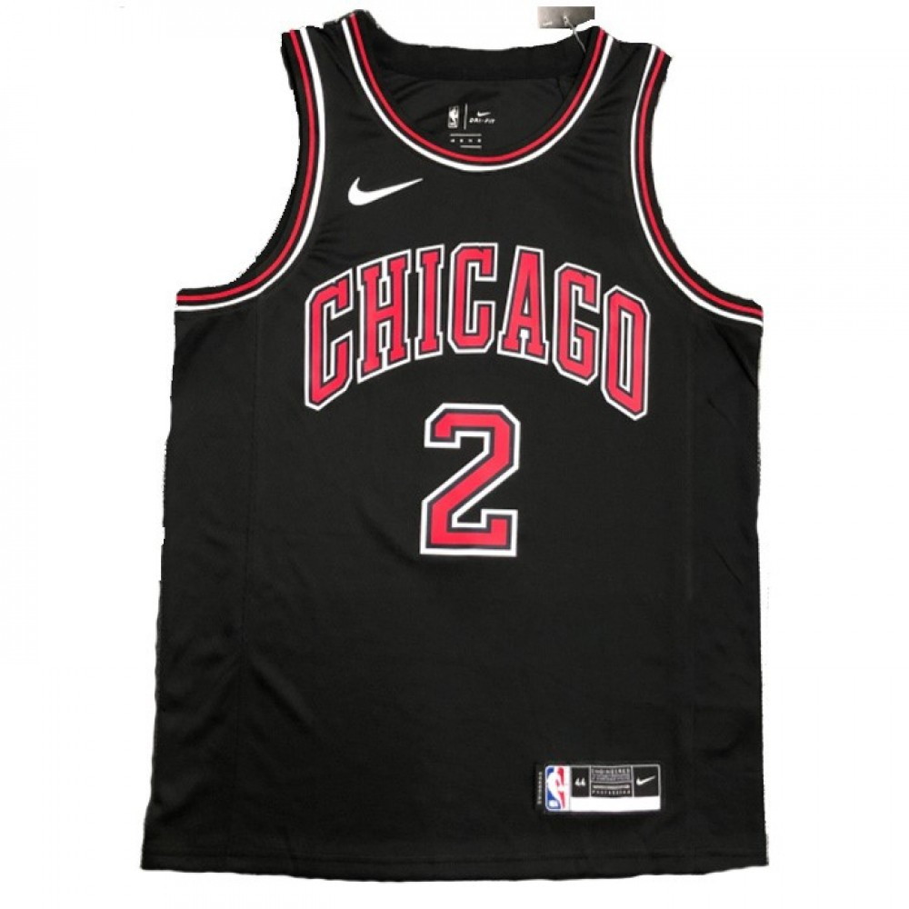 Men's Chicago Bulls Lonzo Ball #2 Black Swingman Jersey Statement Edition - second front view