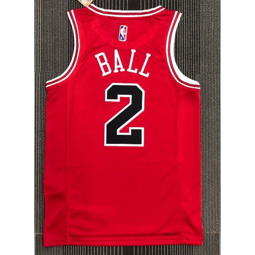 Men's Chicago Bulls Lonzo Ball #2 Red 2021 Swingman NBA Jersey Icon Edition - back view