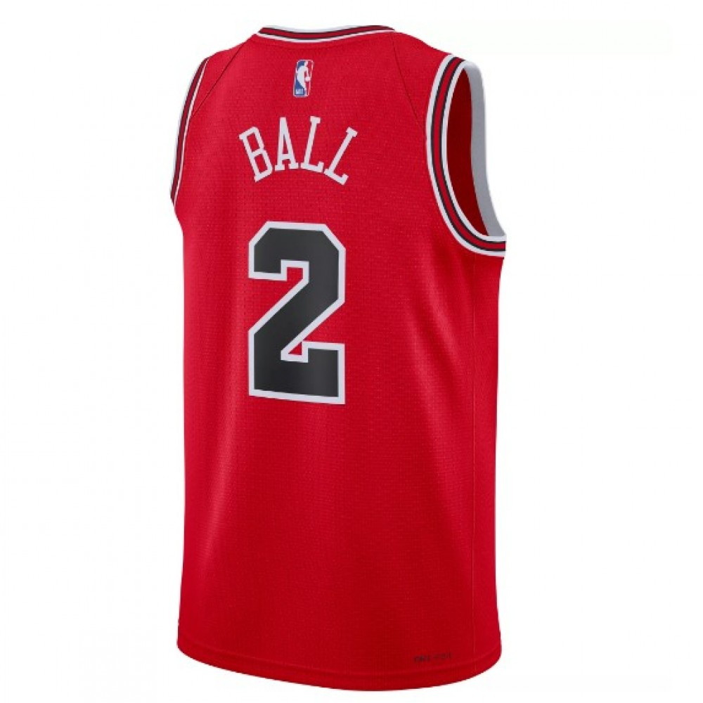 Men's Chicago Bulls Lonzo Ball #2 Red Swingman Jersey Icon Edition - back view
