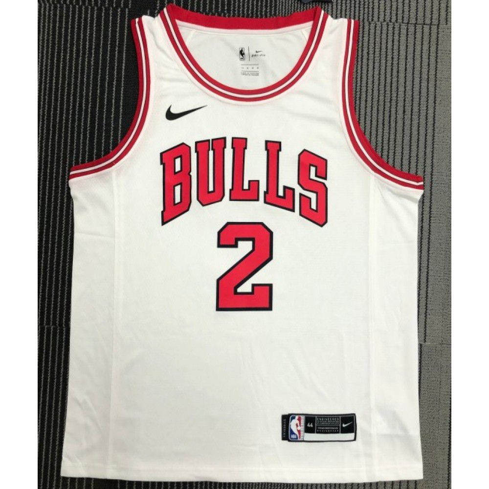 Men's Chicago Bulls Lonzo Ball #2 White Swingman Jersey Association Edition - back view