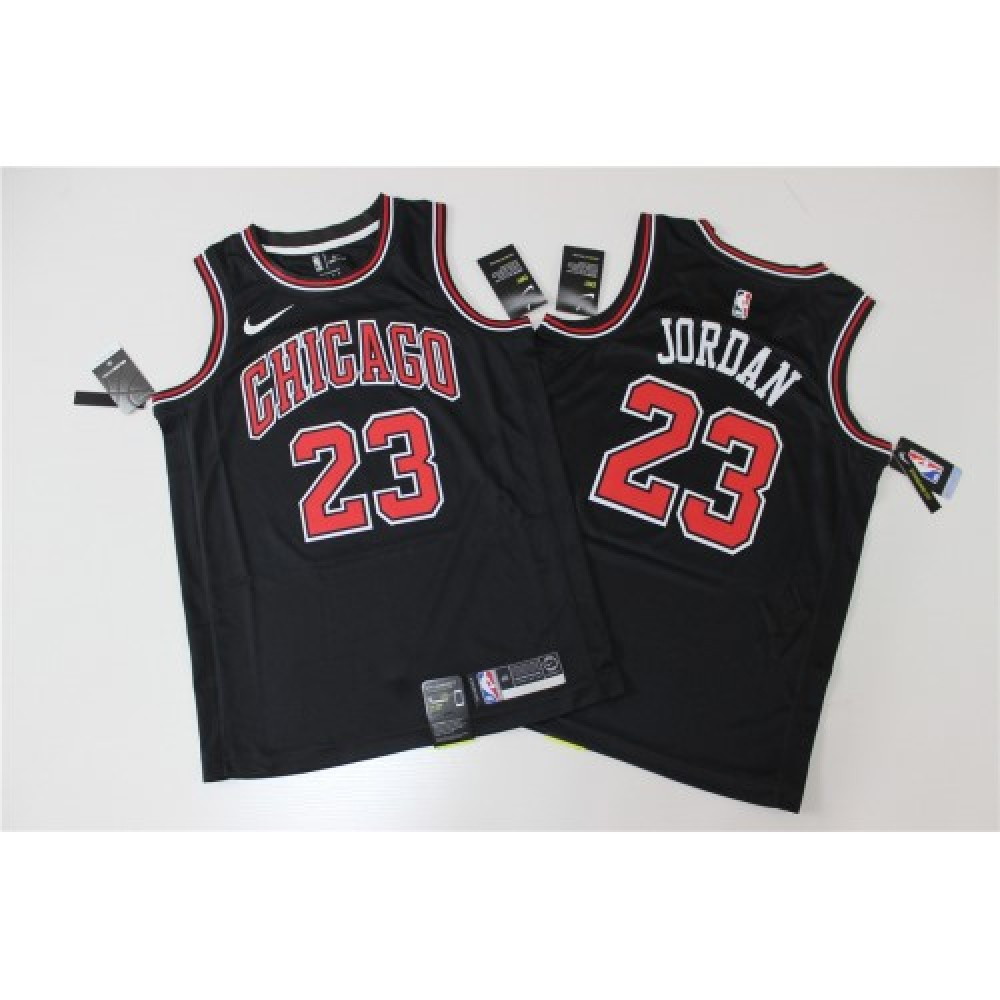 Men's Chicago Bulls Michael Jordan #23 Black Swingman Jersey - second front view