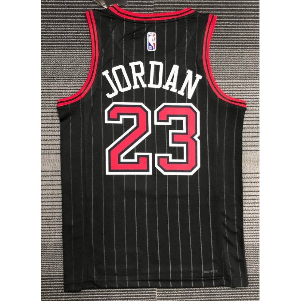 Men's Chicago Bulls Michael Jordan #23 Black Swingman NBA Jersey Statement Edition - back view