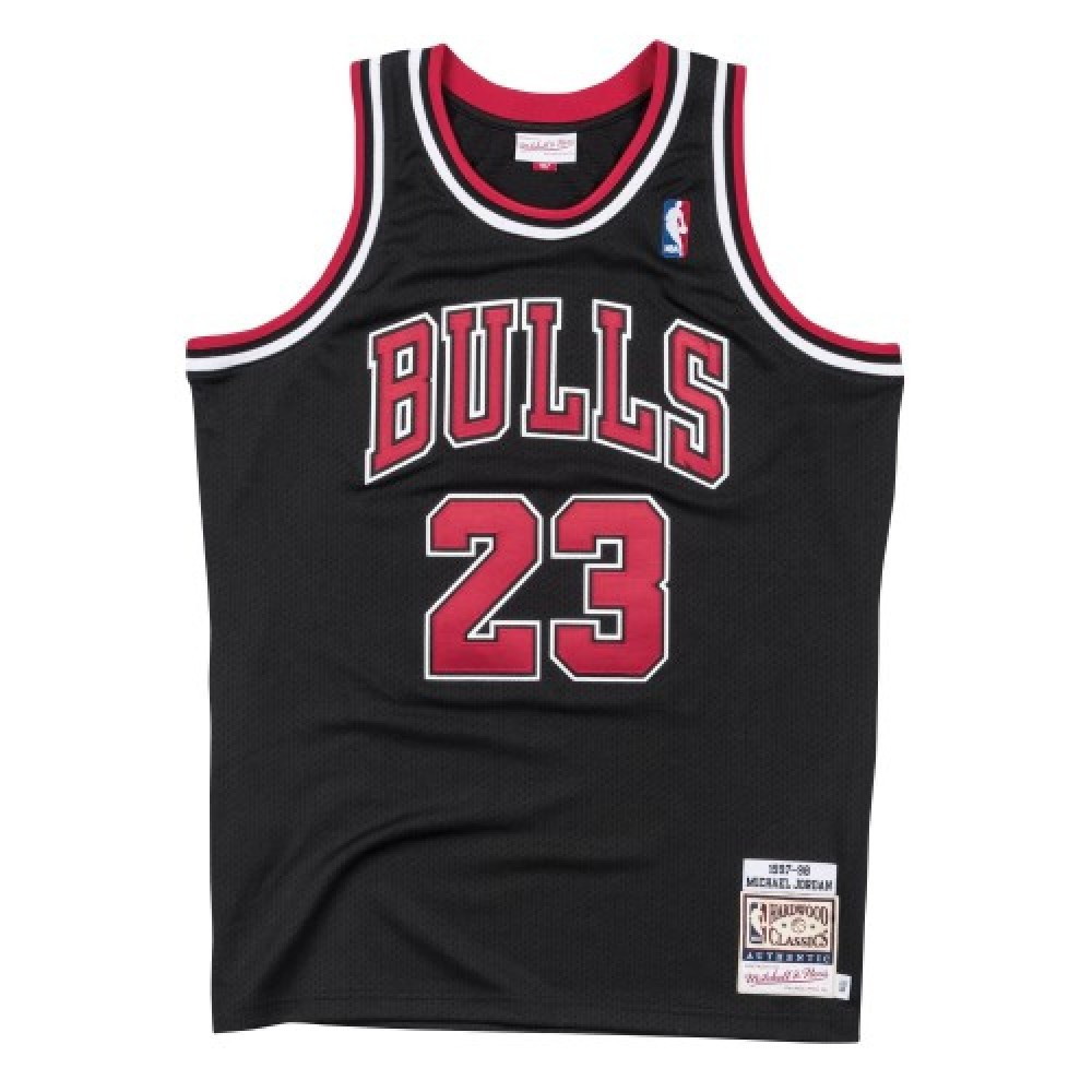 Men's Chicago Bulls Michael Jordan #23 Throwback Black 1997-98 Hardwood - second front view