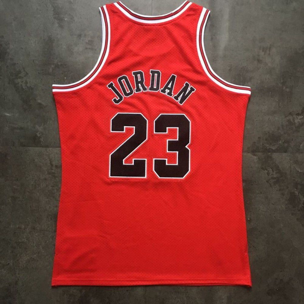 Men's Chicago Bulls Michael Jordan #23 Throwback Red 1996-97 Hardwood Classics Player - back view