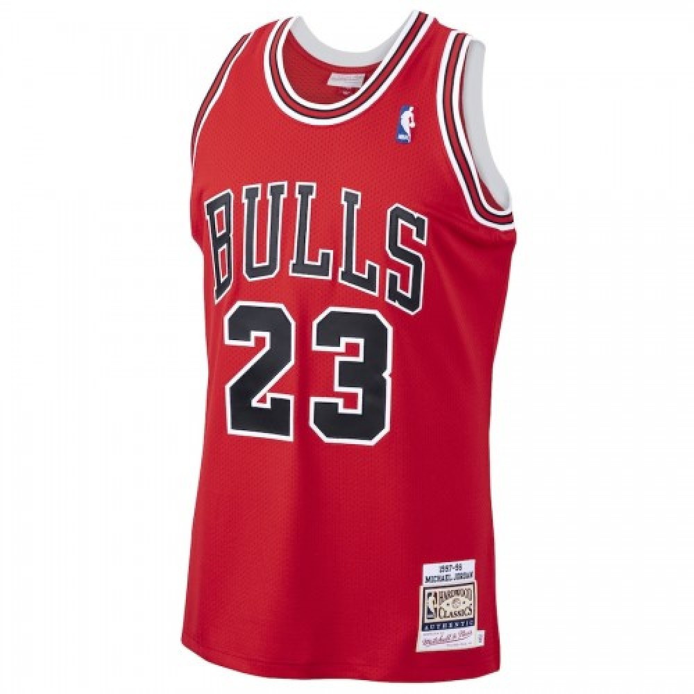 Men's Chicago Bulls Michael Jordan #23 Throwback Red 1997-98 Hardwood Classics - second front view