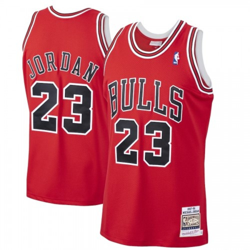 Men's Chicago Bulls Michael Jordan #23 Throwback Red 1997-98 Hardwood Classics Player - front view