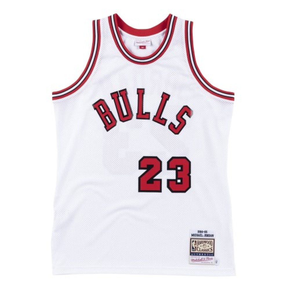 Men's Chicago Bulls Michael Jordan #23 Throwback White 1984-85 Hardwood - second front view