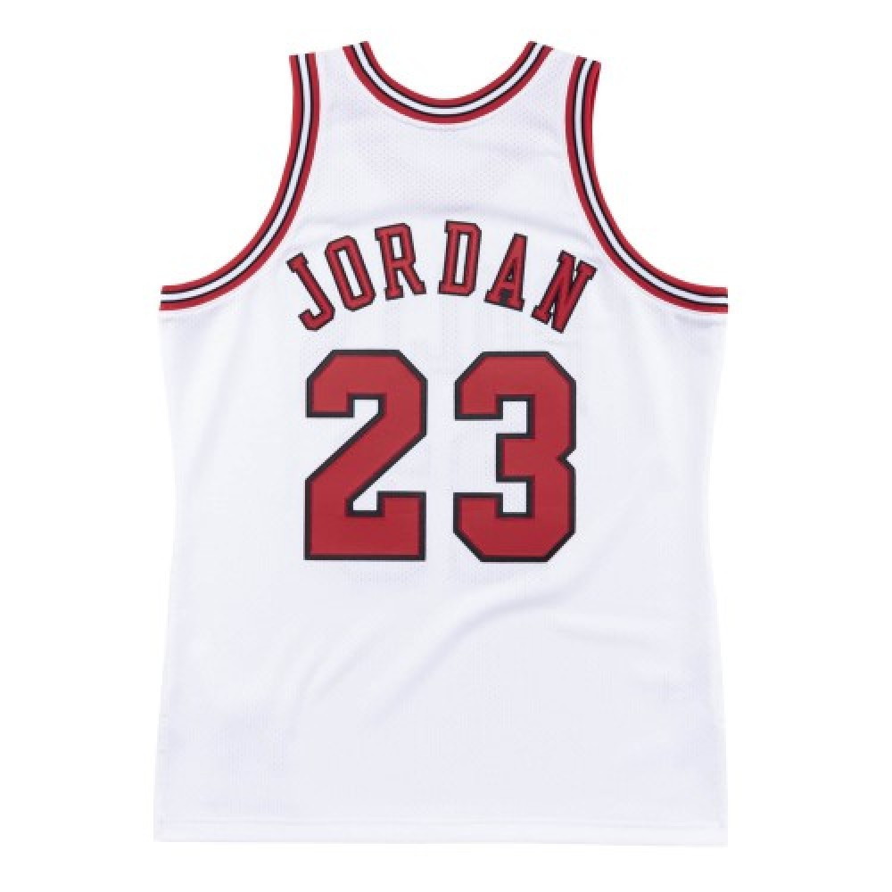 Men's Chicago Bulls Michael Jordan #23 Throwback White 1996-97 Hardwood Classics Player - back view