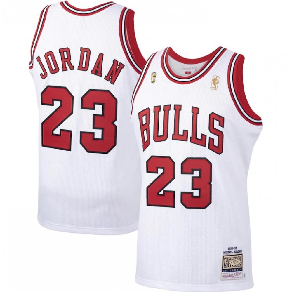 Men's Chicago Bulls Michael Jordan #23 Throwback White 1996-97 Hardwood Classics - front view