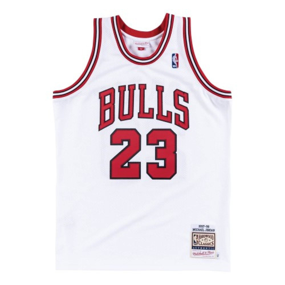 Men's Chicago Bulls Michael Jordan #23 Throwback White 1997-98 Hardwood - second front view