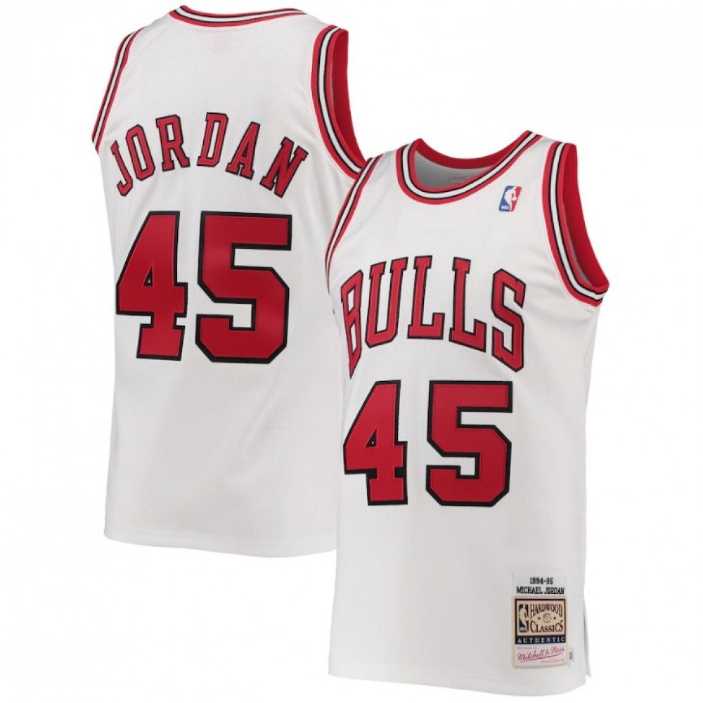 Men's Chicago Bulls Michael Jordan #45 Throwback White 1994-95 Hardwood Classics - front view