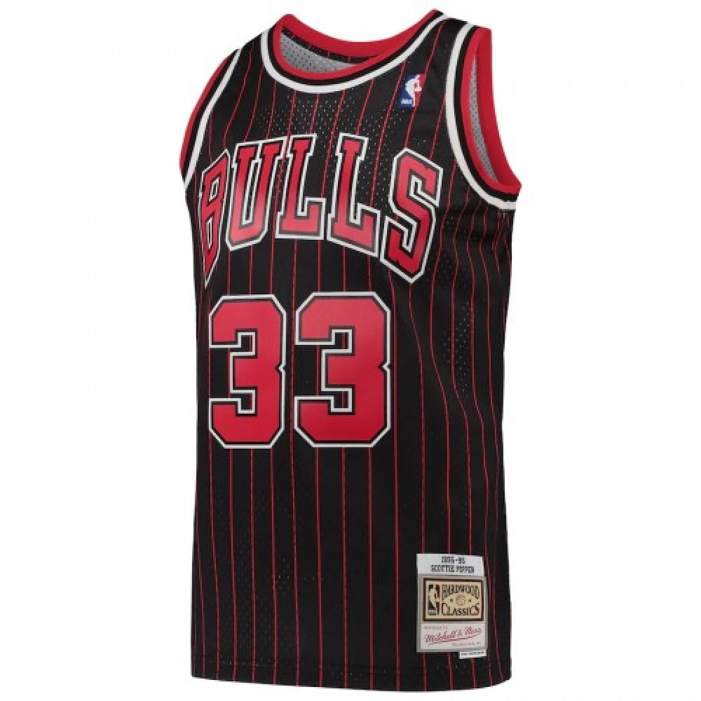 Men's Chicago Bulls Scottie Pippen #33 Throwback Black Hardwood Classics 95-96 - second front view