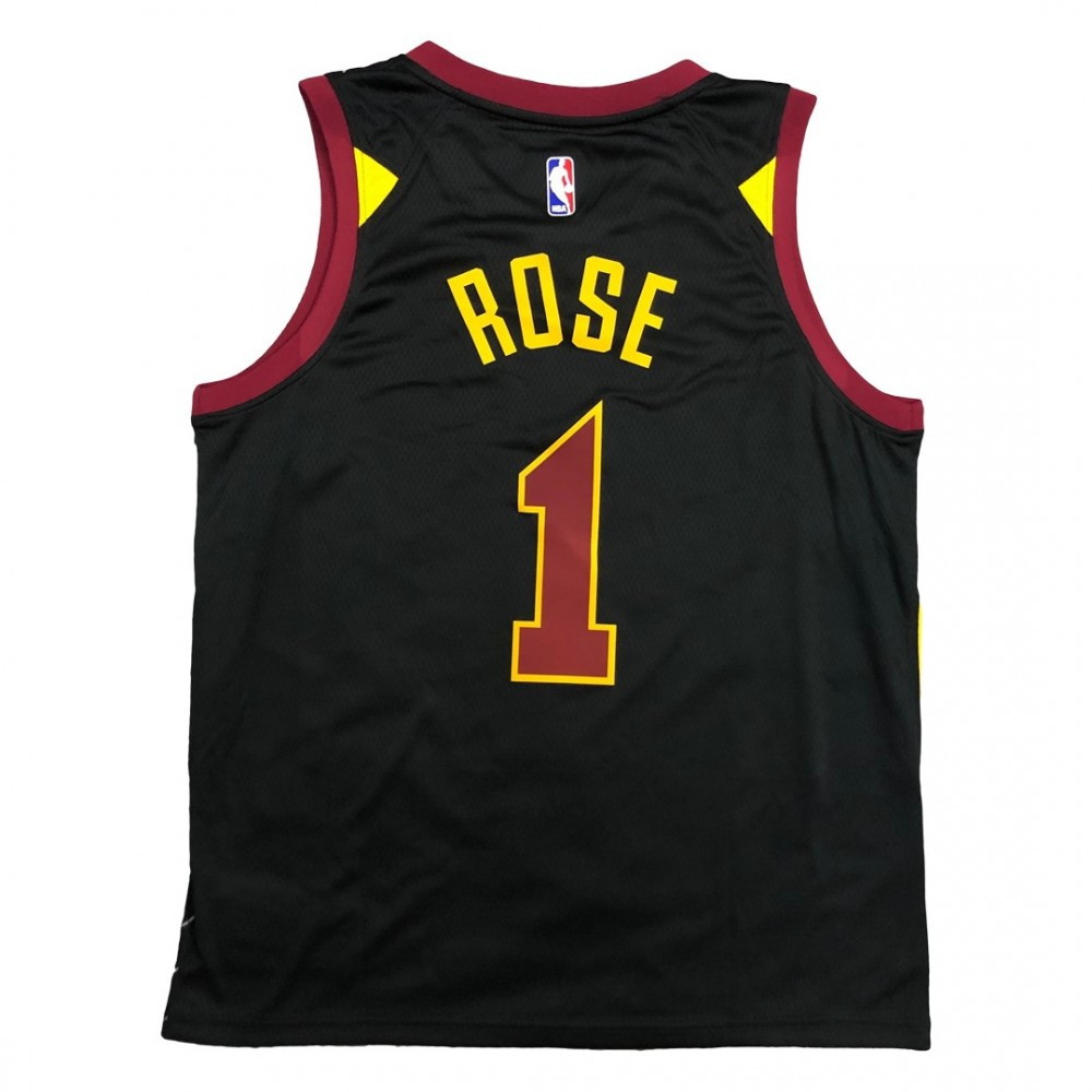 Men's Cleveland Cavaliers Derrick Rose #1 Black Swingman Jersey Statement Edition - back view
