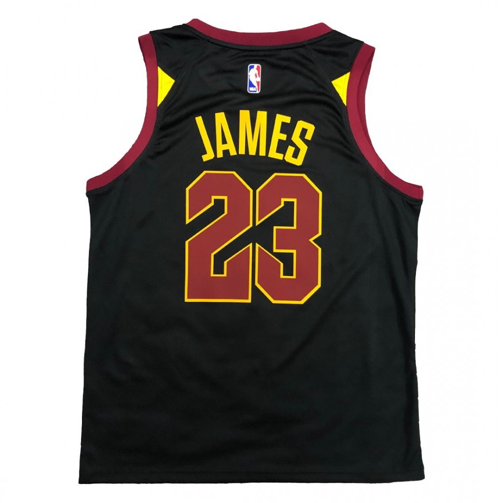 Men's Cleveland Cavaliers Lebron James #23 Black Swingman Jersey Statement Edition - back view
