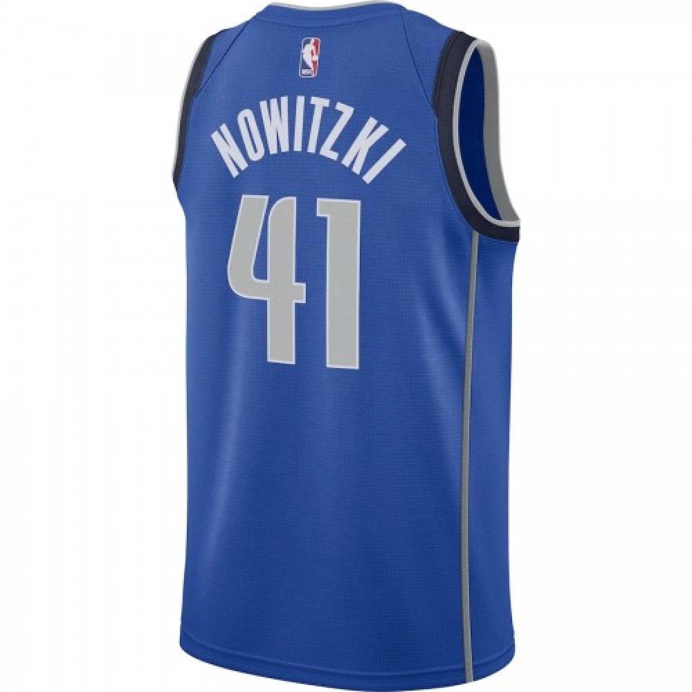Men's Dallas Mavericks Dirk Nowitzki #41 Royal Swingman Jersey Icon Edition - back view