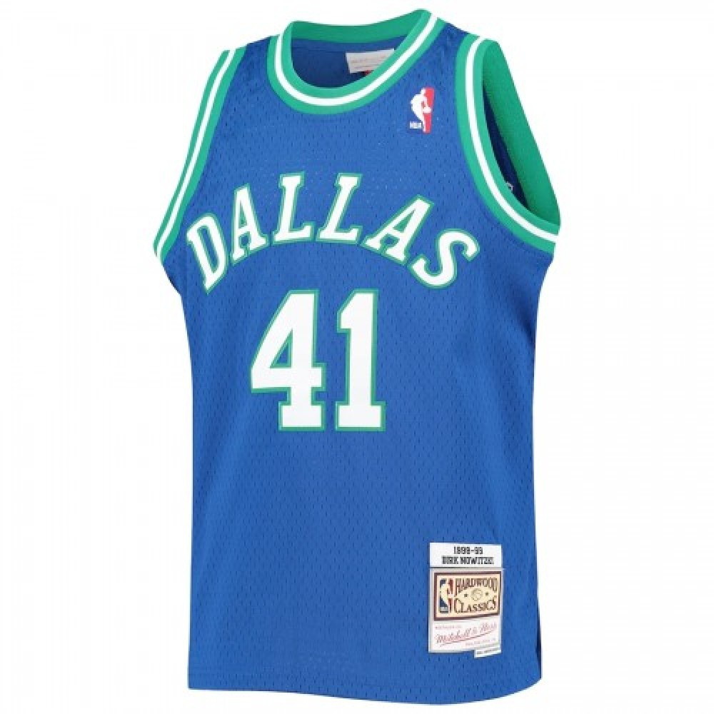 Men's Dallas Mavericks Dirk Nowitzki #41 Throwback Blue 1998-99 Hardwood - second front view