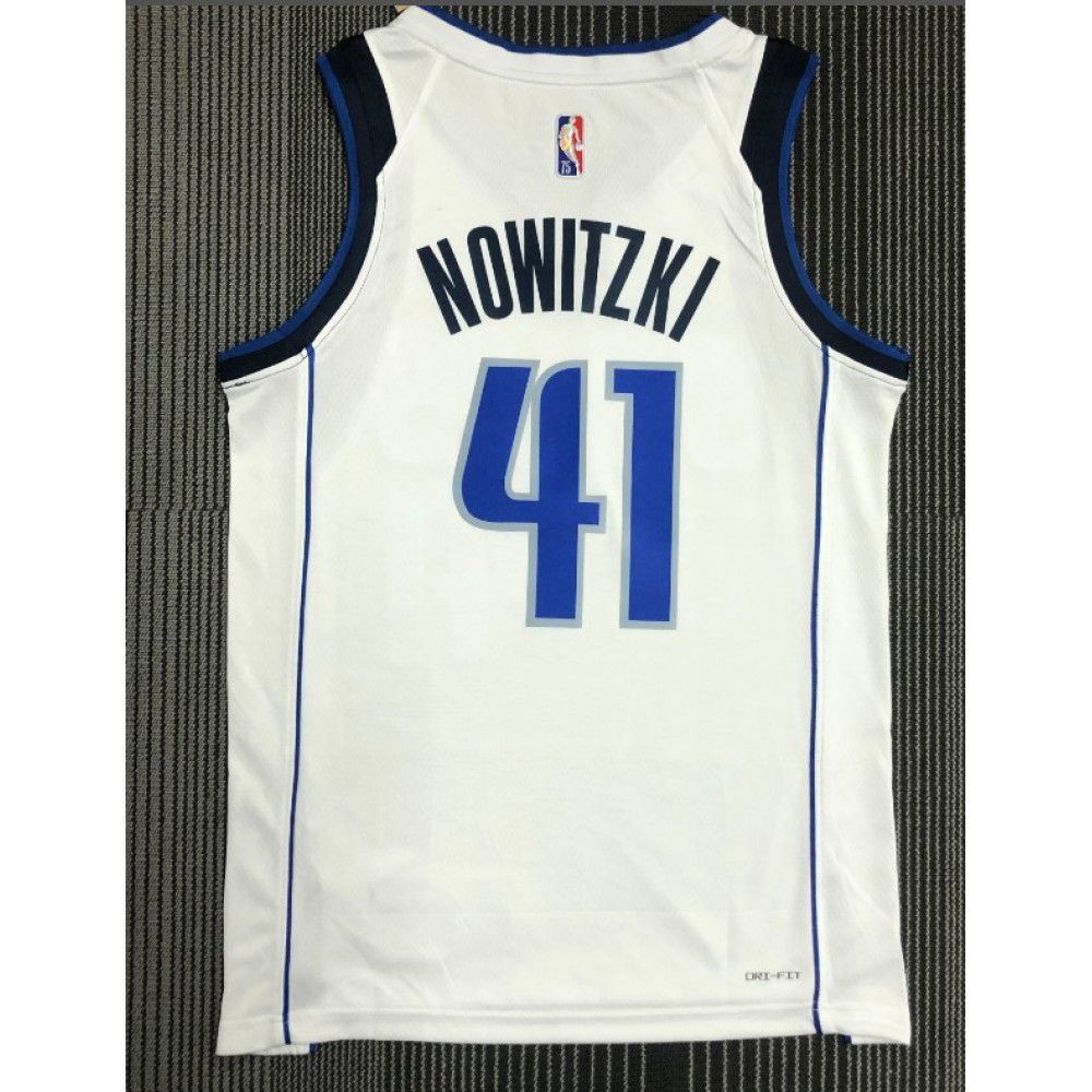 Men's Dallas Mavericks Dirk Nowitzki #41 White 2021/22 Swingman NBA Jersey Icon - second front view