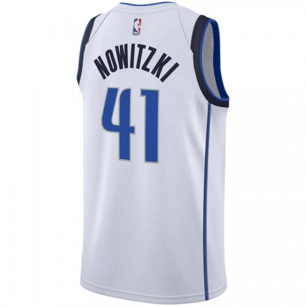 Men's Dallas Mavericks Dirk Nowitzki #41 White Swingman Jersey Association Edition - back view