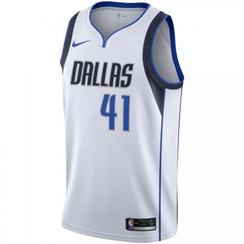 Men's Dallas Mavericks Dirk Nowitzki #41 White Swingman Jersey Association - second front view
