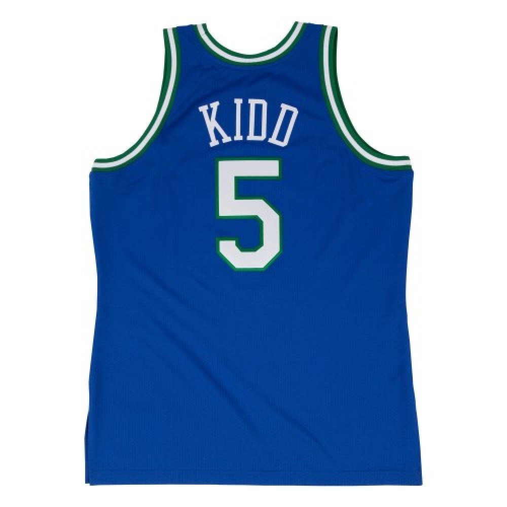 Men's Dallas Mavericks Jason Kidd #5 Throwback Blue 1994-95 Hardwood Classics Jersey - back view
