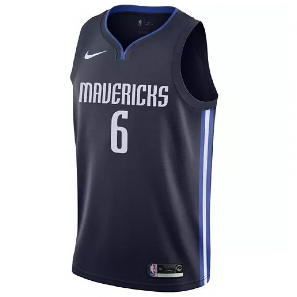Men's Dallas Mavericks Kristaps Porzingis #6 Navy Finished Swingman Jersey Statement - back view