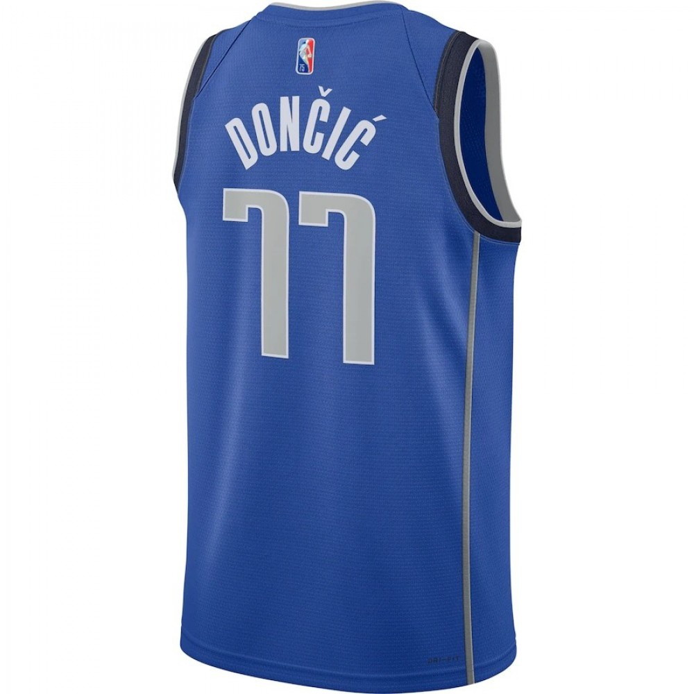 Men's Dallas Mavericks Luka Dončić #77 Blue 2021/22 Swingman Jersey Icon Edition - back view