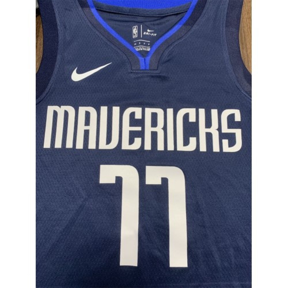 Men's Dallas Mavericks Luka Dončić #77 Navy Finished Swingman Jersey Statement Editon - back view