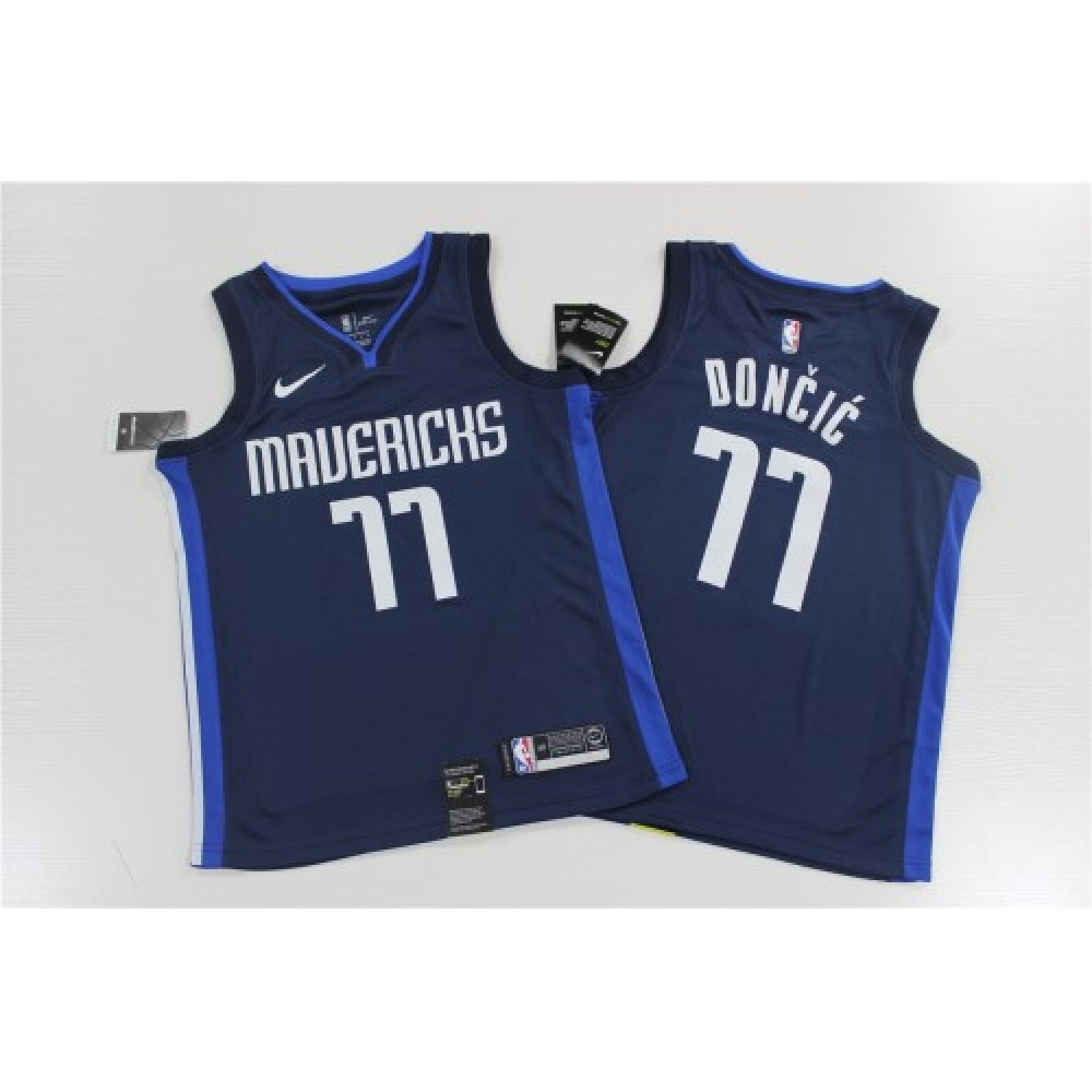 Men's Dallas Mavericks Luka Dončić #77 Navy Finished Swingman Jersey Statement - second front view