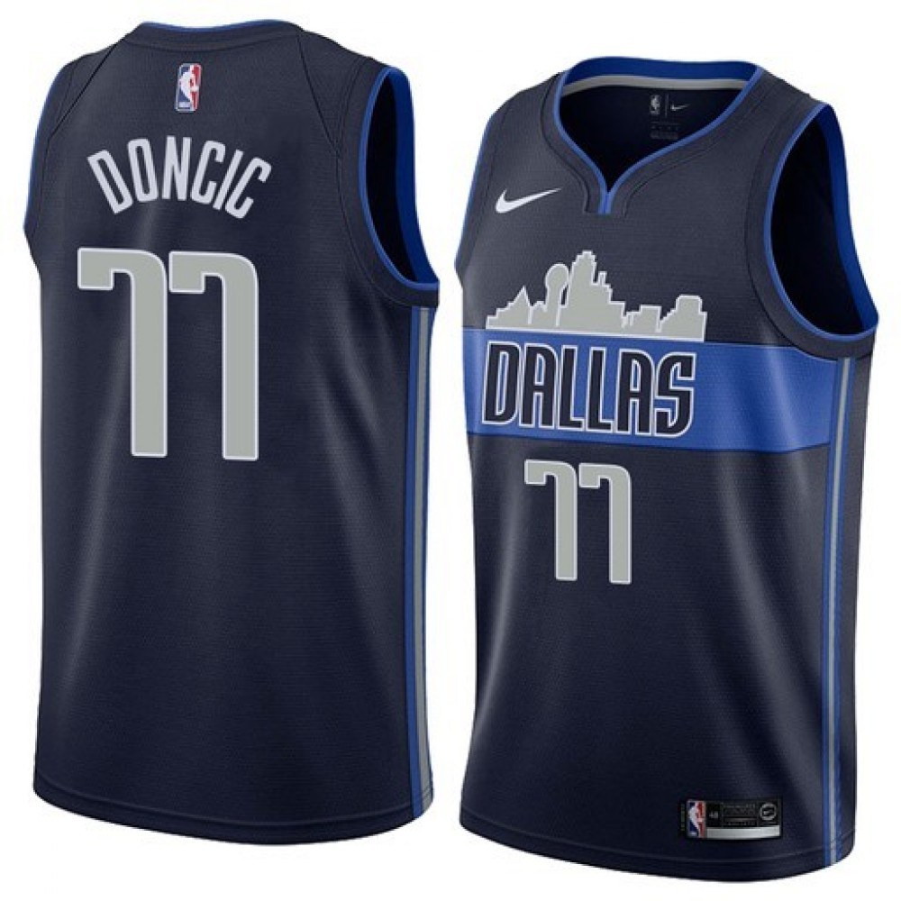 Men's Dallas Mavericks Luka Dončić #77 Navy Swingman Jersey - front view