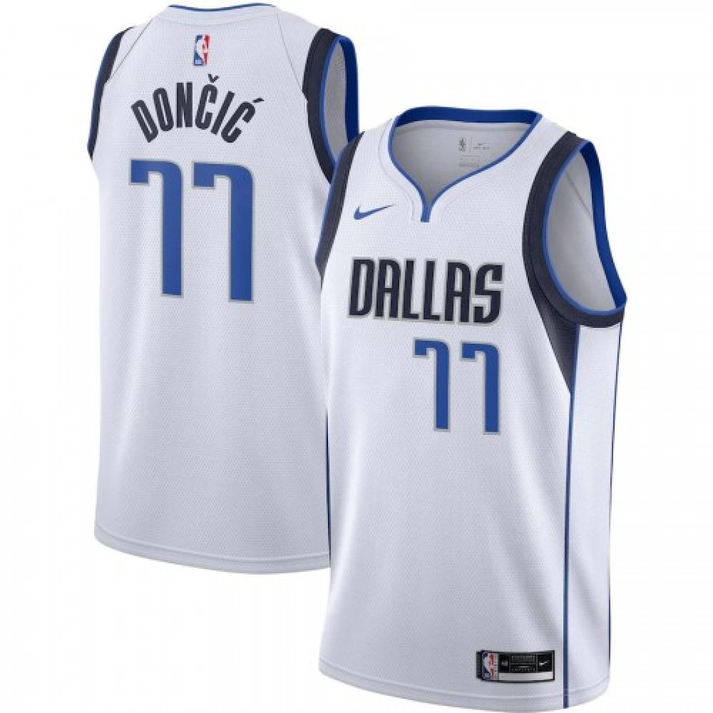 Men's Dallas Mavericks Luka Dončić #77 White 2020/21 Swingman Jersey Association - front view