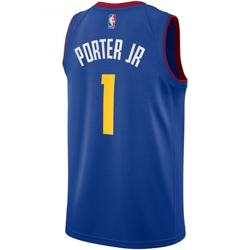 Men's Denver Nuggets Michael Porter Jr. #1 Blue 2020/21 Swingman Jersey - close-up detail 2