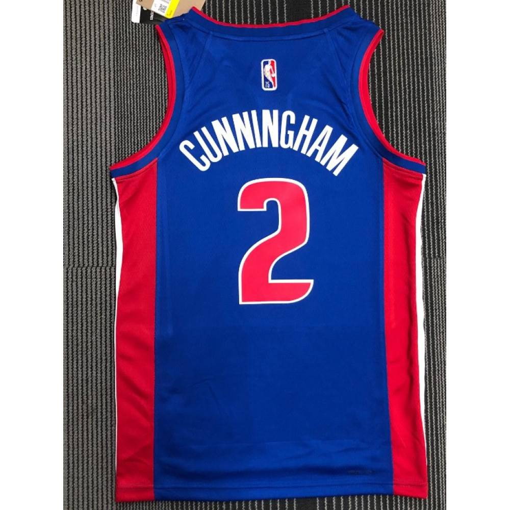 Men's Detroit Pistons Cade Cunningham #2 Blue 2021/22 Swingman NBA Jersey Icon - second front view